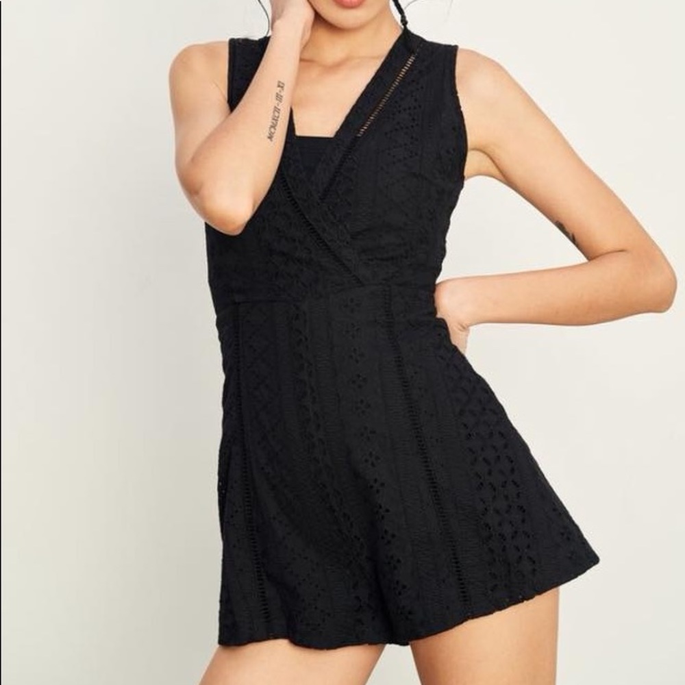 Cotton Lace Black Romper